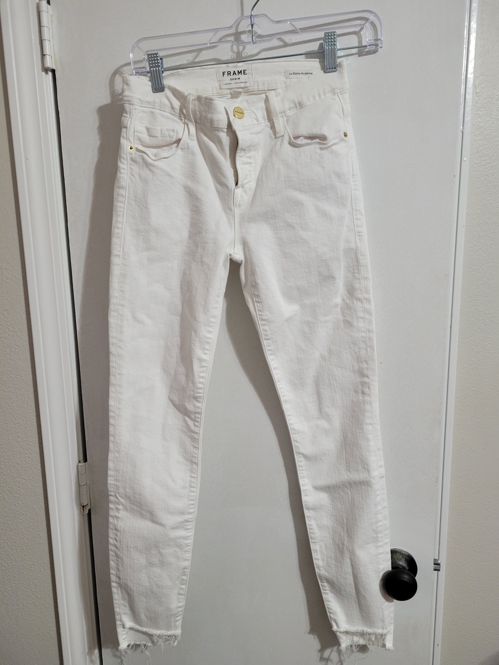 Frame Denim White High-Rise Slim Skinny Jeans
